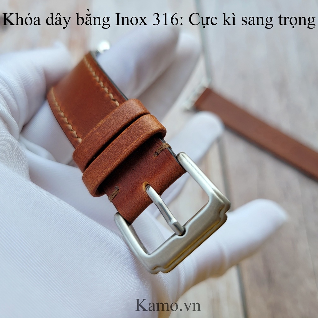 Dây đồng hồ thông minh da bò sáp thật - Khâu thủ công series 8 7 6 5 4 3 SE, dây đeo đồng hồ 45mm 44mm 42mm 41mm 40mm 38