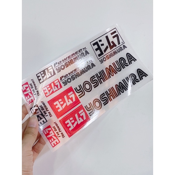 Tem dán chữ Yoshimura trong suốt siêu Hot, tổng hợp mẫu Yoshi dán trang trí xe máy oto có sẵn keo phía sau