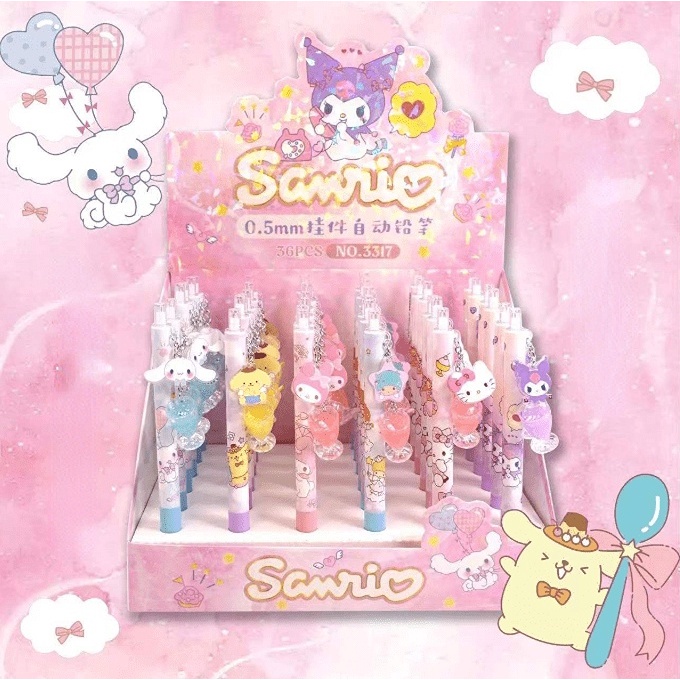 Mặt dây chuyền đồ uống Sanrio mới Bút chì Cinnamon Rolls Bút chì Melody Press Pen Hello Kitty Bút chì Sinh viên Văn phòng phẩm Quà tặng