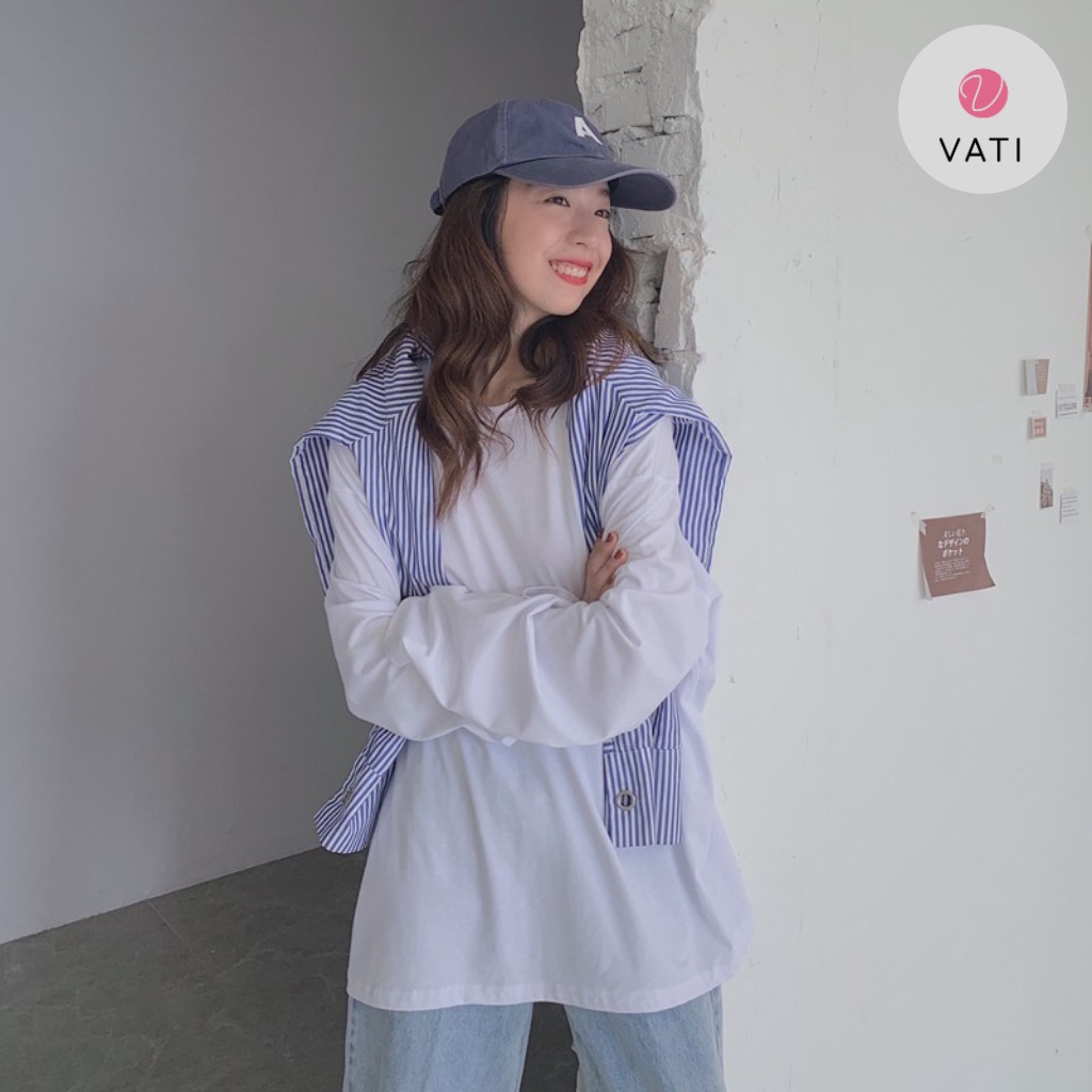 Áo Sweater trơn Unisex Nam Nữ VATI , Áo Thun Dài Tay Freesize 45kg-70kg Form Rộng Sweater Ulzang Hàn QUốc Nhiều Màu