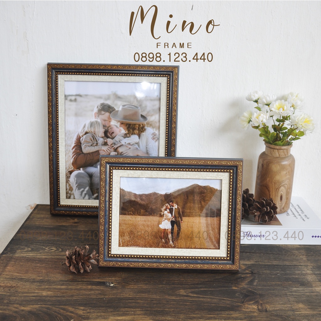 Khung Ảnh Gỗ 5 / 6 / 7 / 10 Trang Trí Phòng Khách, Phòng Ngủ Mino Frame KH09