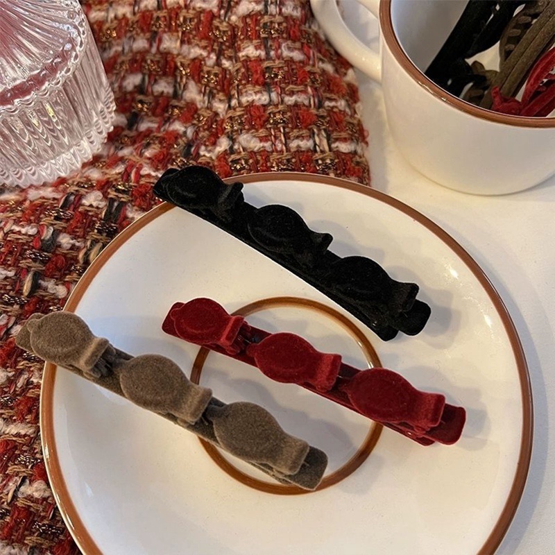 Ygt Kẹp Tóc Mỏ Vịt Bện Bằng Nhung Đơn Giản Cho Nữ