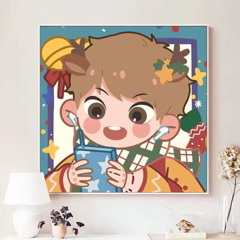 Set tranh tô màu số hóa DIY HAMLET hình cặp đôi Giáng Sinh tùy chọn làm quà tặng trẻ em trang trí nhà cửa