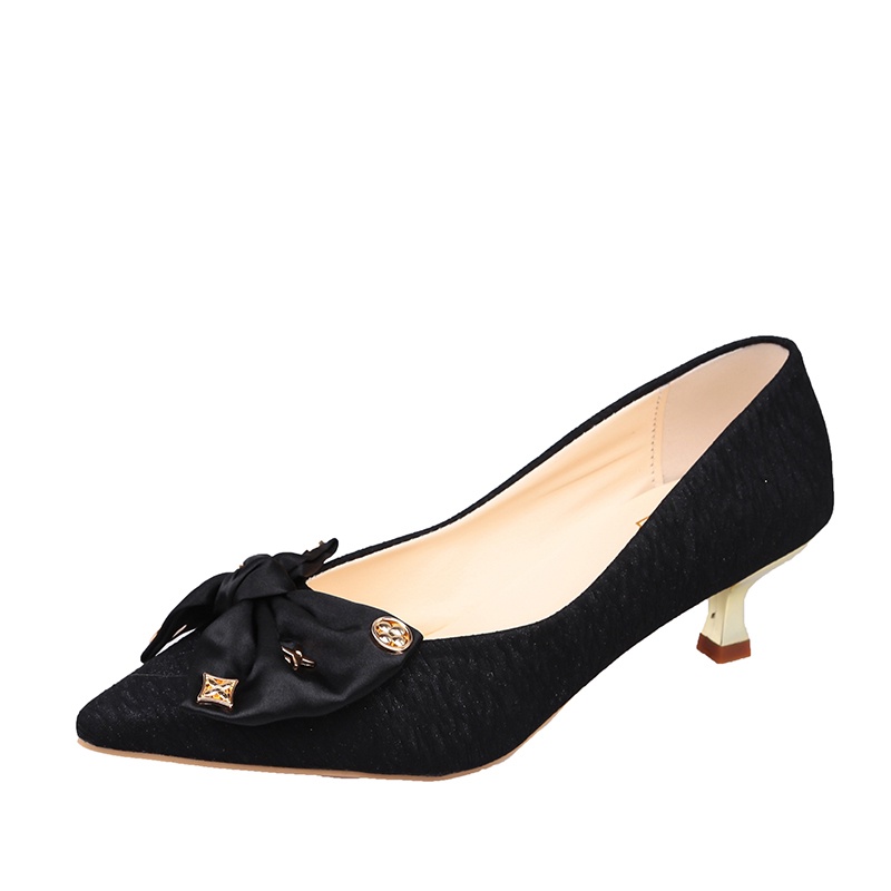 Ielgy Giày Cao Gót Mũi Nhọn Đính Nơ Thoải Mái Thời Trang Cho Nữ