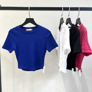 Áo croptop cổ tròn tay lửng | Miha Top | Secodee