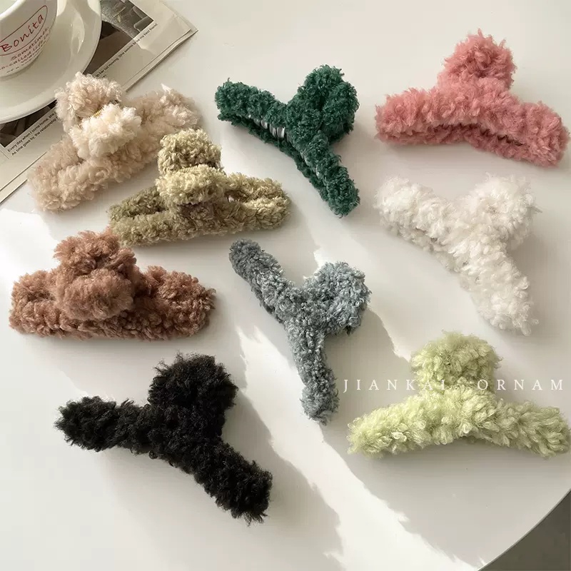 Kẹp Tóc Càng Cua Lớn Bằng Nhung Lông Cừu Đơn Giản Mới Cho Nữ