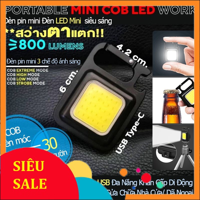 Đèn Led COB Mini Có Móc Khóa Nam Châm Đa Năng Có Thể Sạc Lại (vinetshop9x)