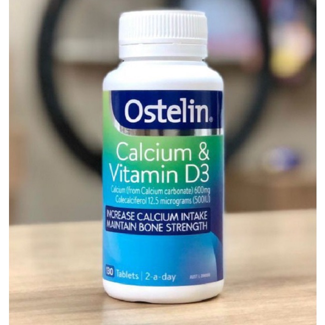 Canxi bầu Úc Ostelin Calcium & Vitamin D3 lọ 130 viên