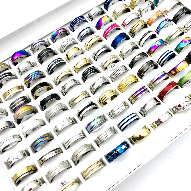 Set 20 Nhẫn Thép Không Gỉ Thiết Kế Mới Thời Trang Dành Cho Cả Nam Và Nữ