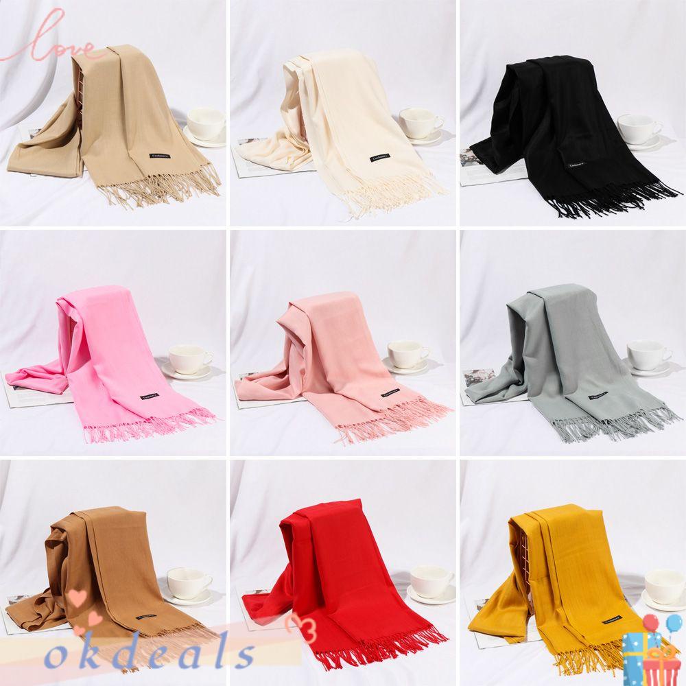 Khăn Choàng Dệt Kim Dáng Dài Phối Tua Rua Thời Trang Mùa Đông