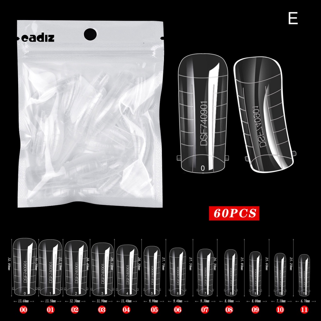 Set 60 Miếng Dán Móng Tay Bằng Nhựa Trong Suốt Tháo Rời Được Tiện Lợi