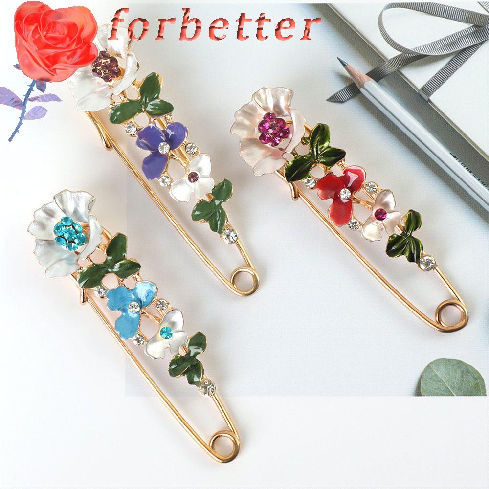 Ghim cài áo kim loại hình nhành hoa khảm đá đẹp mắt và thanh lịch cho nữ