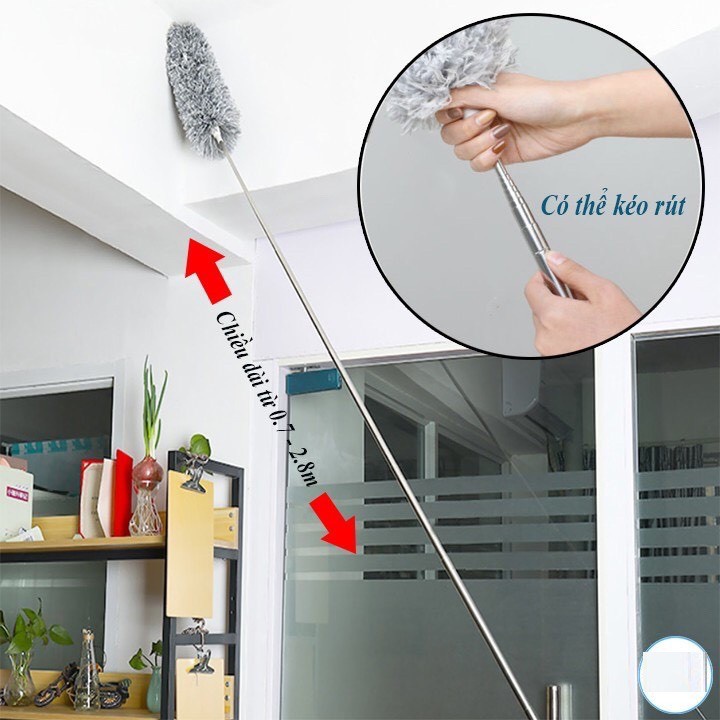 Chổi quét bụi, mạng nhện quét trần nhà thông minh dài 250cm có thể rút ngắn