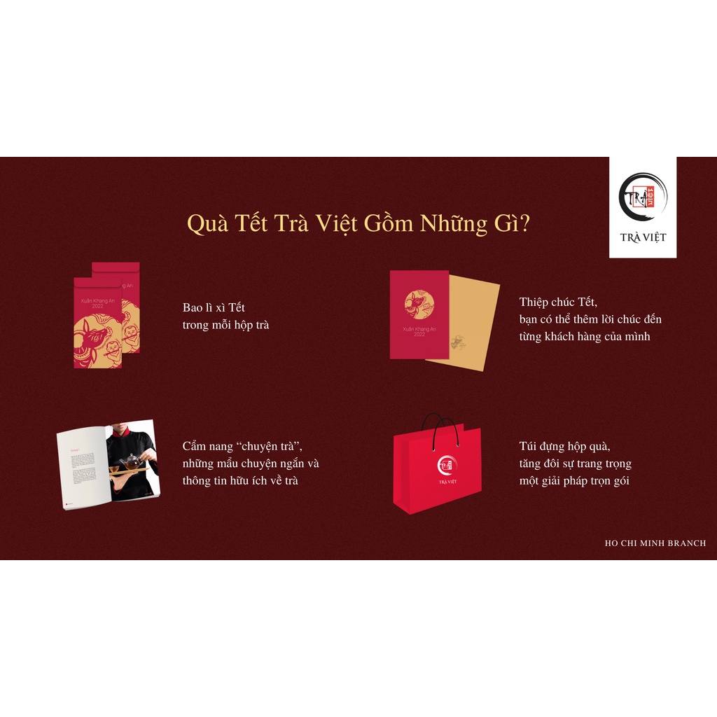 TRÀ VIỆT Hộp Quà Sơn Mài Mỹ Nghệ GOLD Cao Cấp 4 Loại Trà