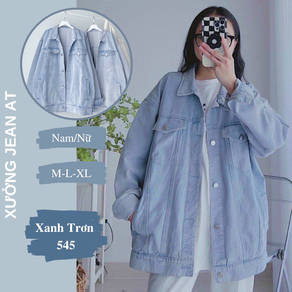 Áo Khoác Jean Nữ Form Rộng UNISEX Nam Nữ Màu Xanh và Đen - Áo Khoác Bò Nữ Trơn Form Suông Rộng Hàn Quốc 506 545 | BigBuy360 - bigbuy360.vn