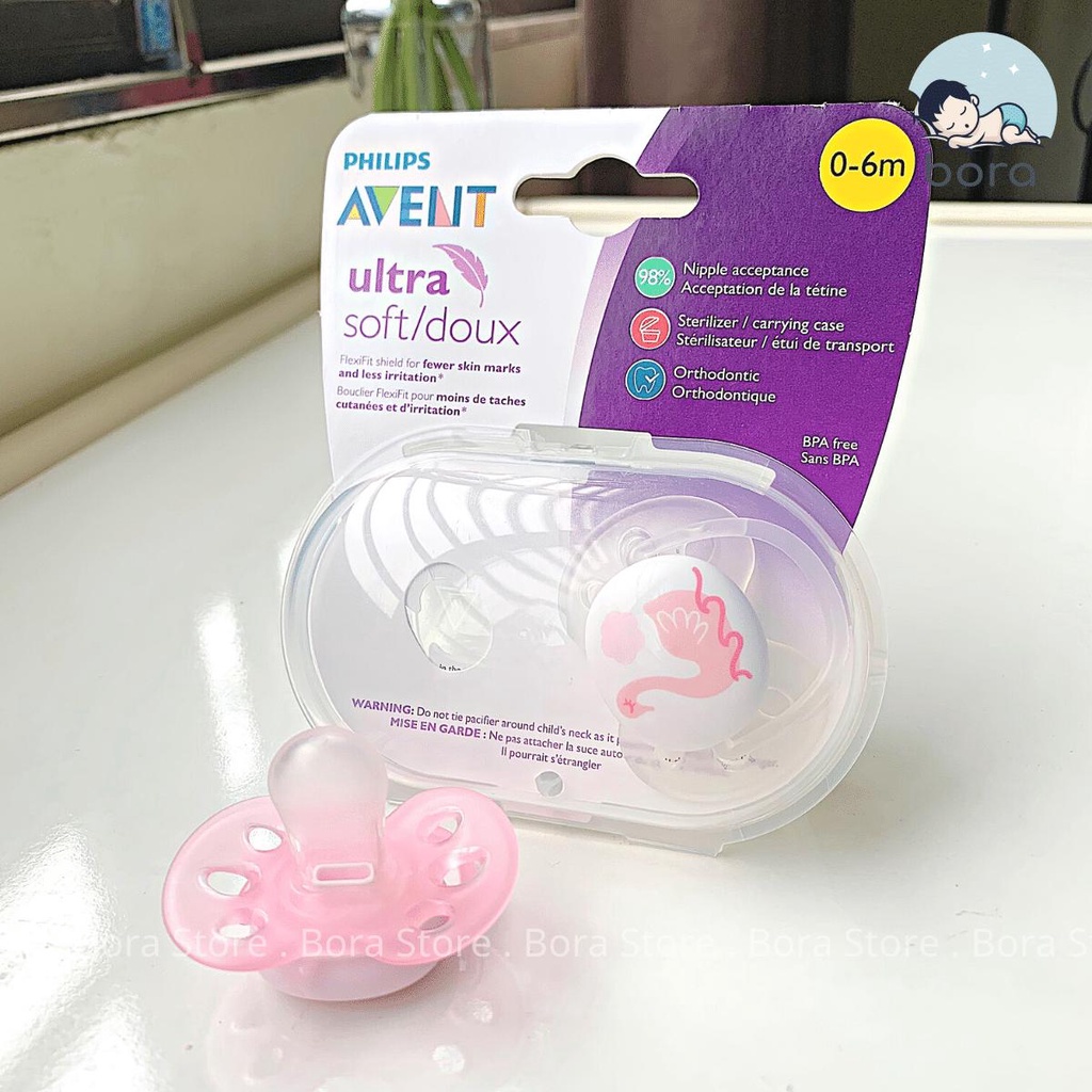 Ti giả Avent Ultra Air, Ultra Soft chỉnh nha đầu dẹt chính hãng