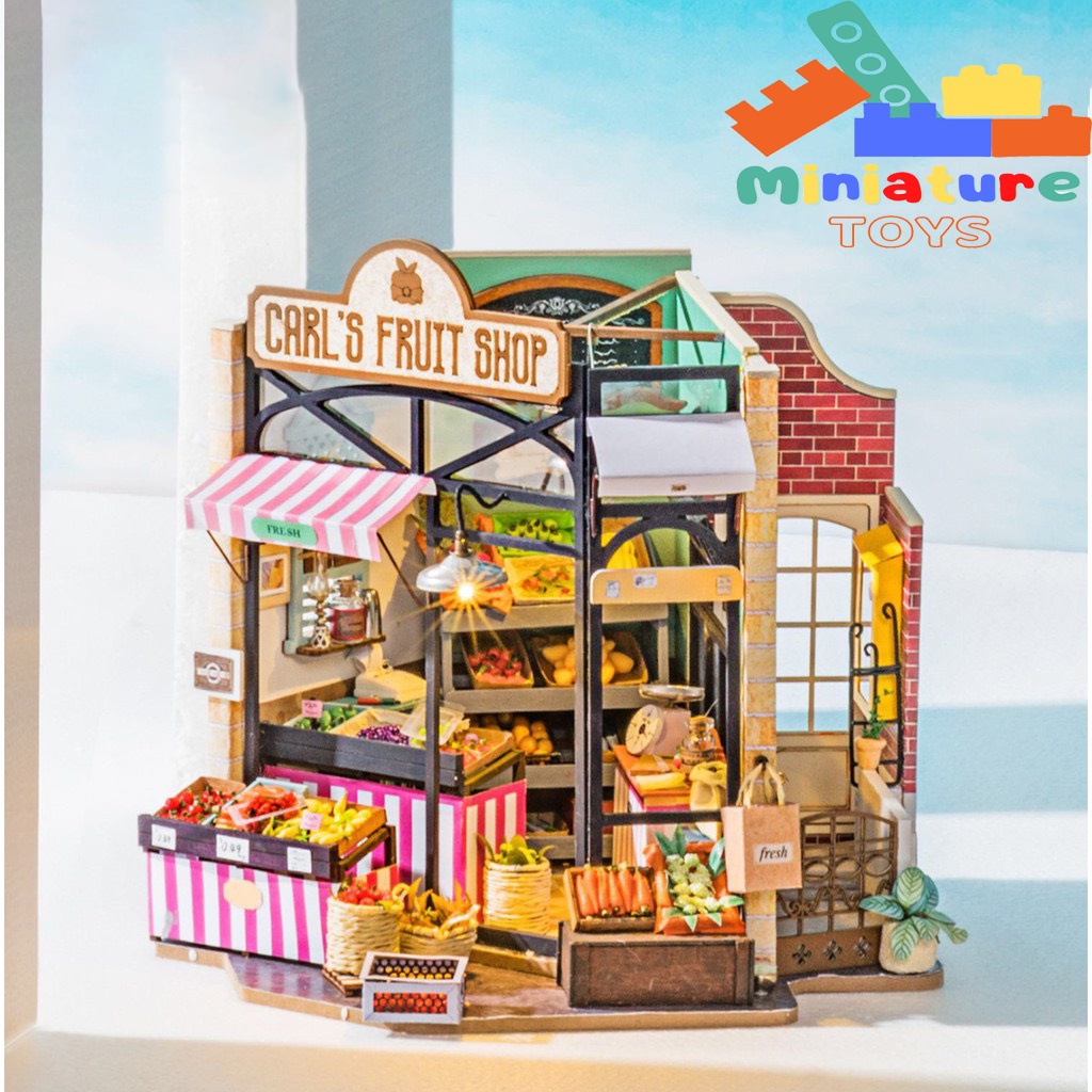 Nhà búp bê bằng gỗ Robotime Rolife | Carl's Fruit Shop DG142 tự làm 3D DIY - Quà tặng sáng tạo cho bạn