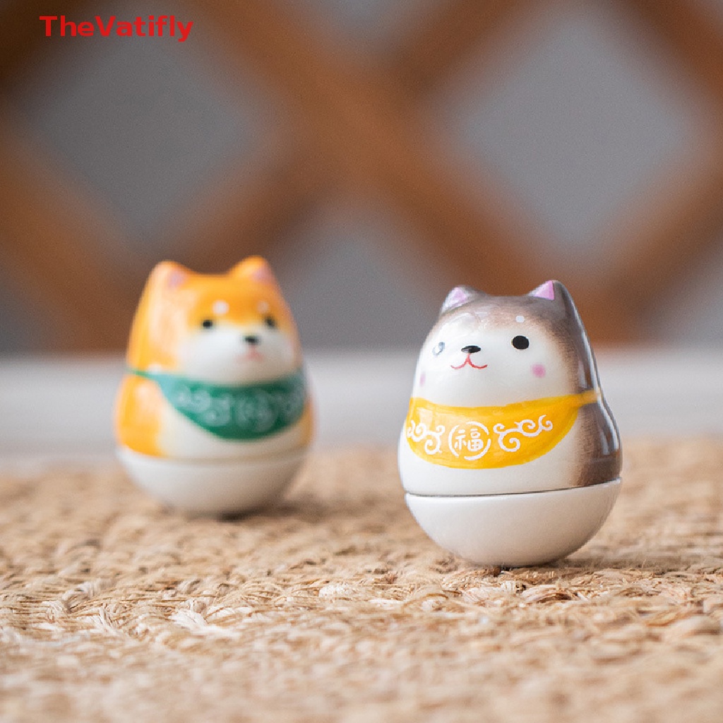 [Thevalifly] Tượng Trang Trí Hình Con Chó Hoạt Hình Bằng Gốm Phong Cách Nhật Bản