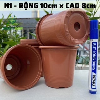 Chậu Nhựa Mỏng Dẻo Nâu Đỏ, trắng, Vành Cứng Trồng Cây, trồng hoa tết, Size nhỏ 10-8cm ươm cây, sen đá