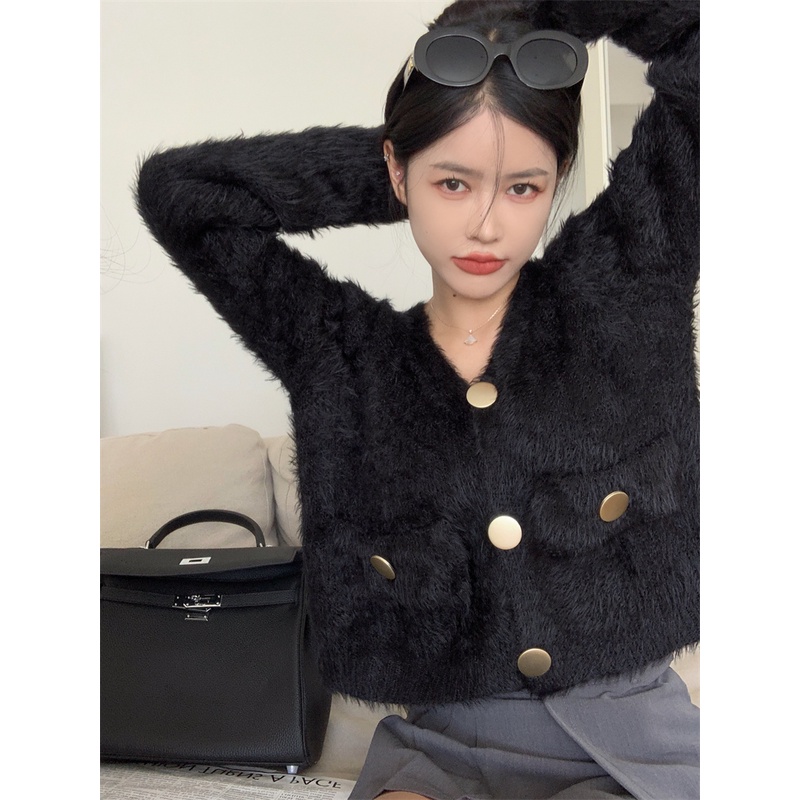 Áo cardigan Dệt Kim Cổ Chữ V Màu Trơn Phong Cách Thời Trang Hàn Quốc Cho Nữ