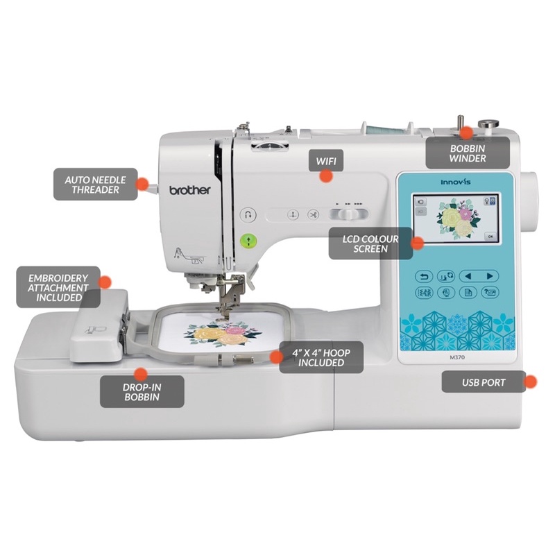 Máy May và Thêu Vi Tính Brother M370 - Hàng Chính Hãng