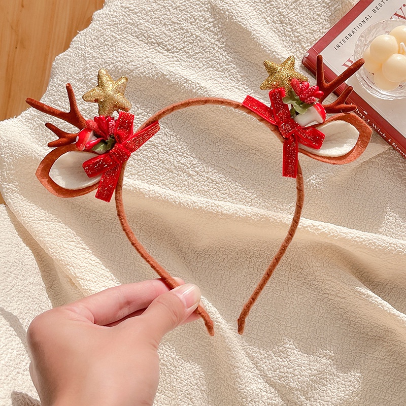 Băng Đô Cài Tóc Hình Sừng Tuần Lộc Giáng Sinh Cho Bé Gái