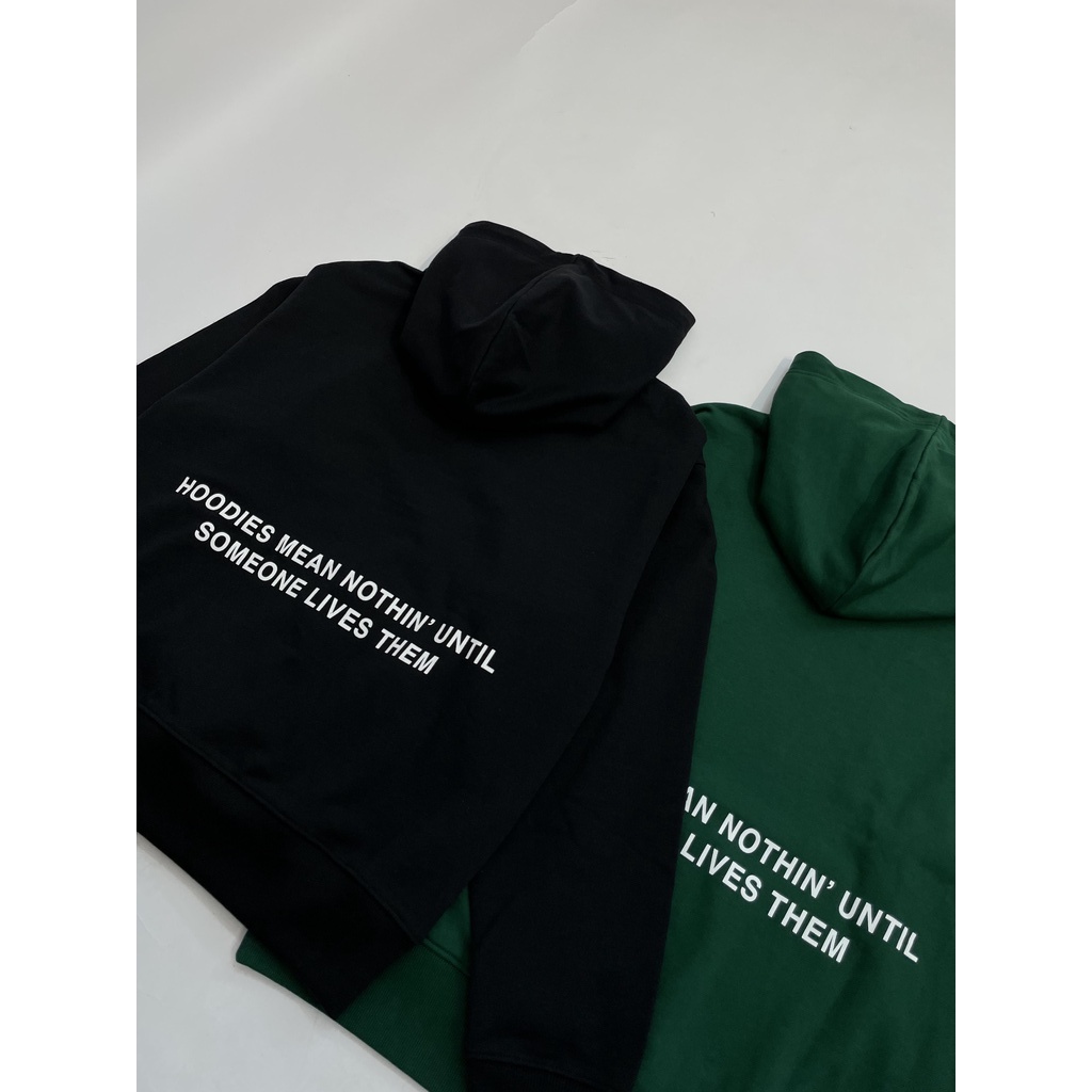 Áo Hoodie form rộng oversize màu đen, vải Nỉ dày, nam/nữ - streetwear - All The Basic