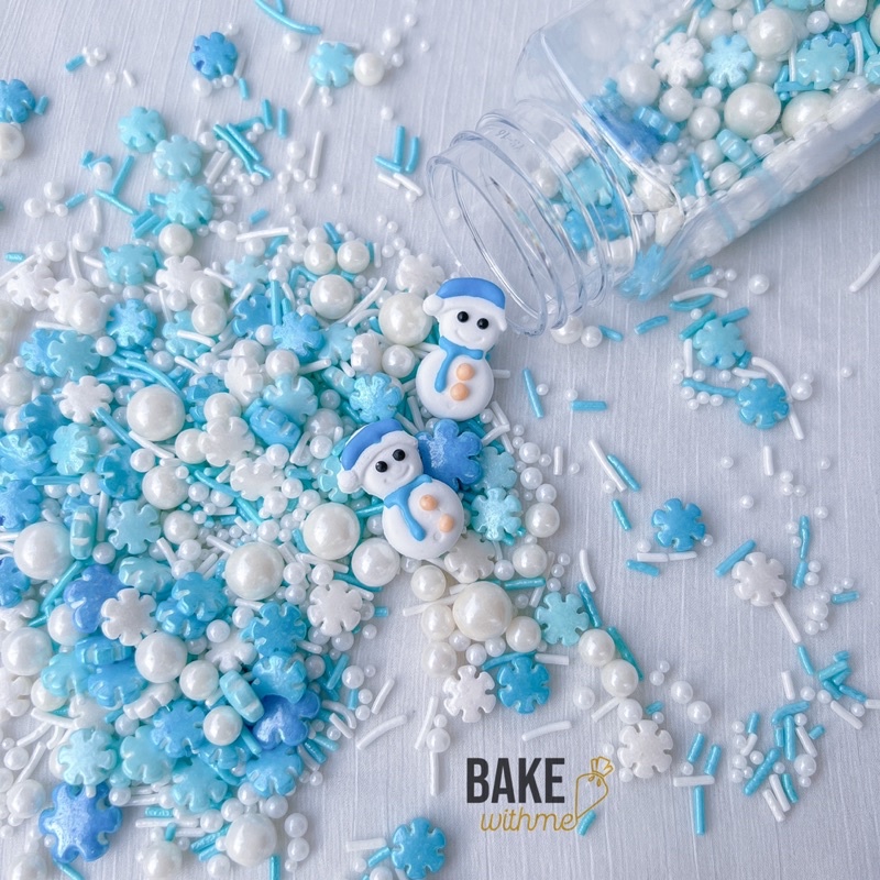 Kẹo bông đường, kẹo bi đường, kẹo trang trí người tuyết giáng sinh để trang trí bánh kem, bánh sinh nhật, donut