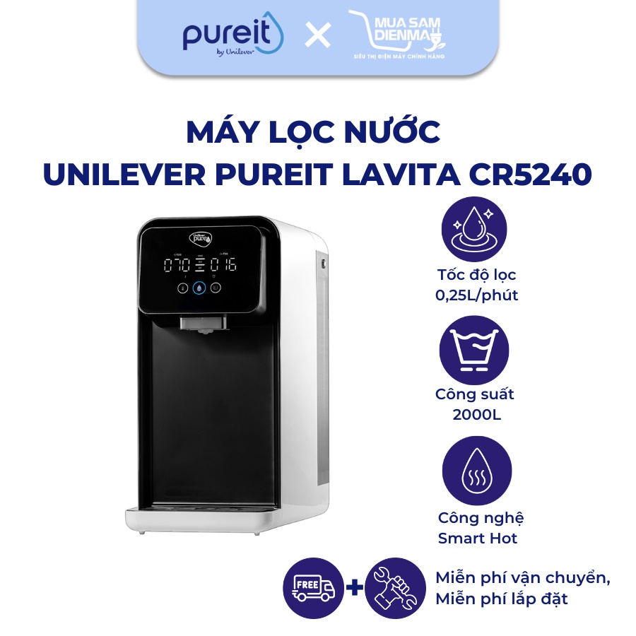 Máy Lọc Nước UNILEVER Pureit Lavita - CR5240 Chức Năng Làm Nóng Nhiều Cấp Độ Tích Hợp Công Nghệ RO+UV - Hàng Chính Hãng
