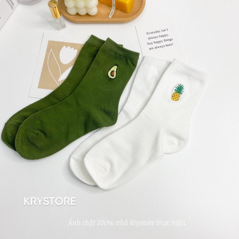 Tất cao cổ quả Bơ thêu chất đẹp dày dặn freesize nam nữ TC41