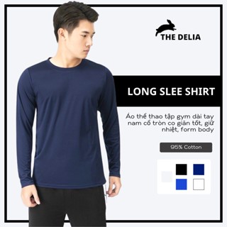 Áo thể thao dài tay nam cổ tròn co giãn tốt, giữ nhiệt chất cotton mỏng mịn, dáng ôm body mạnh mẽ năng động tập gym