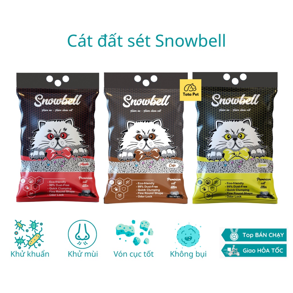 Cát vệ sinh cho mèo Snowbell mùi Cafe - Cát đất sét giá rẻ cho mèo - cát than hoạt tính mùi cafe