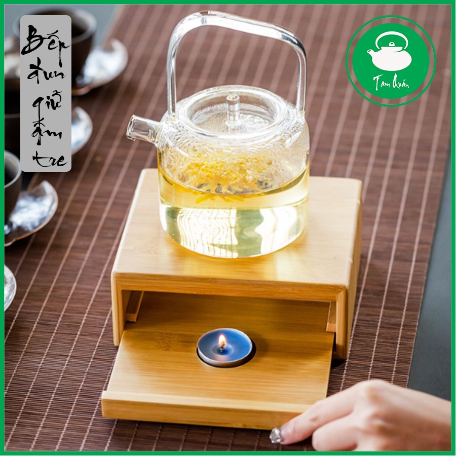 Bếp đun giữ ấm tre tự nhiên có ngăn kéo