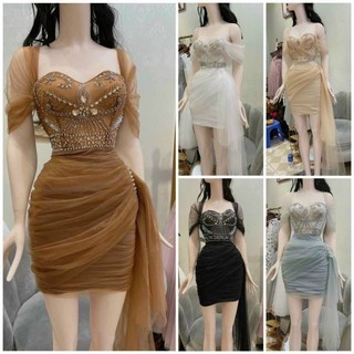 ĐẦM BODY BẸT VAI LƯỚI NHÚNG KẾT PHA LÊ