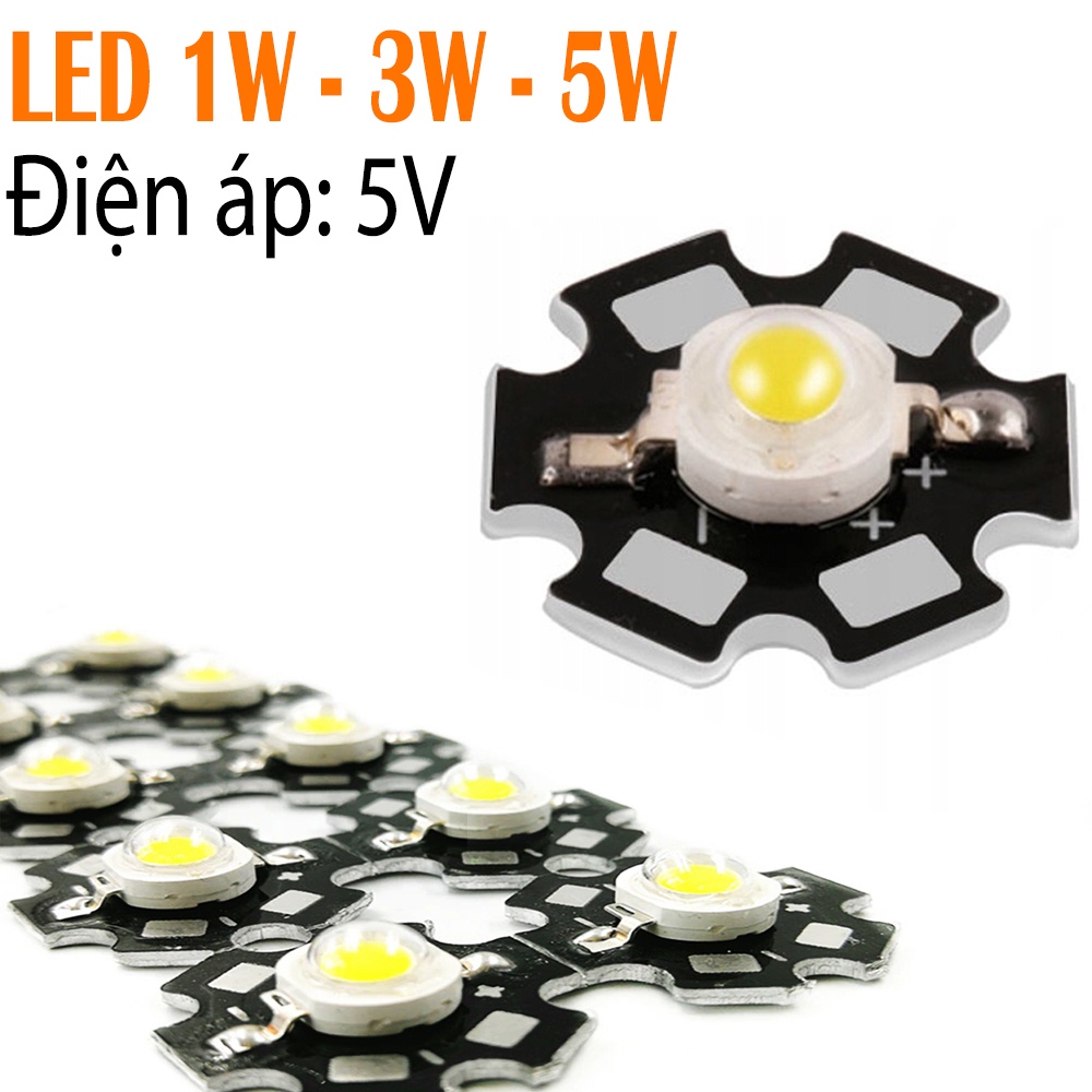 Bóng đèn Led Luxeon-Pro 1W 3W 5W - 5V  Đã hàn sẵn Đế tản nhiệt