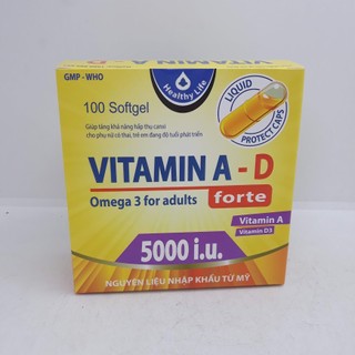 Vitamin a-d forte - vitamin a 5000iu, vitamin d3 omega 3 - bổ mắt, hỗ trợ trẻ còi xương hộp 100 viên