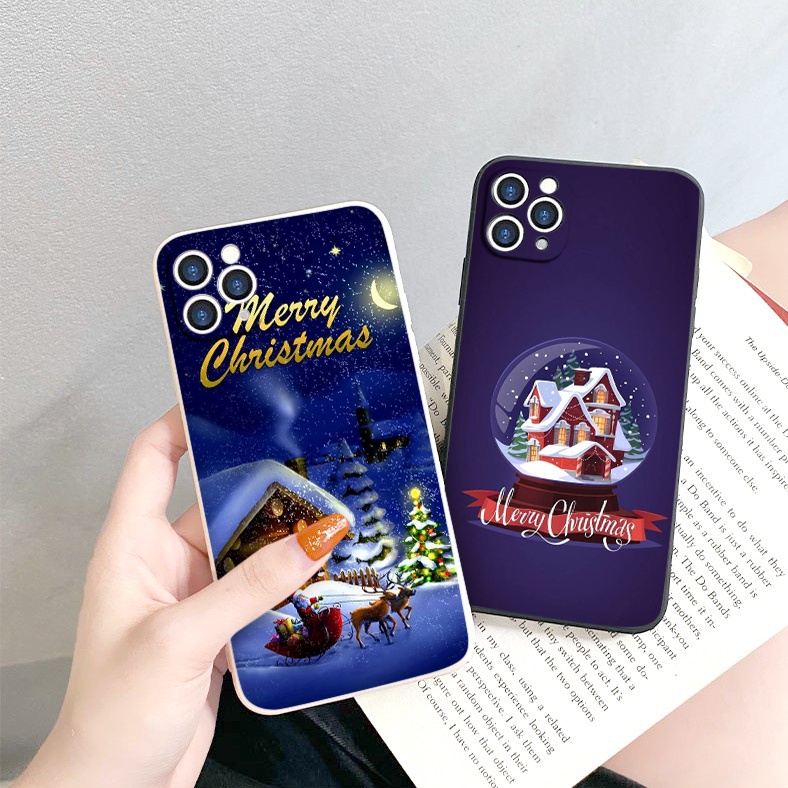 Ốp iphone cạnh vuông quả cầu tuyết bảo vệ cam cho 6/6splus/7/7plus/8/8plus/x/xr/xs/11/12/13/14/pro/max/plus/promax