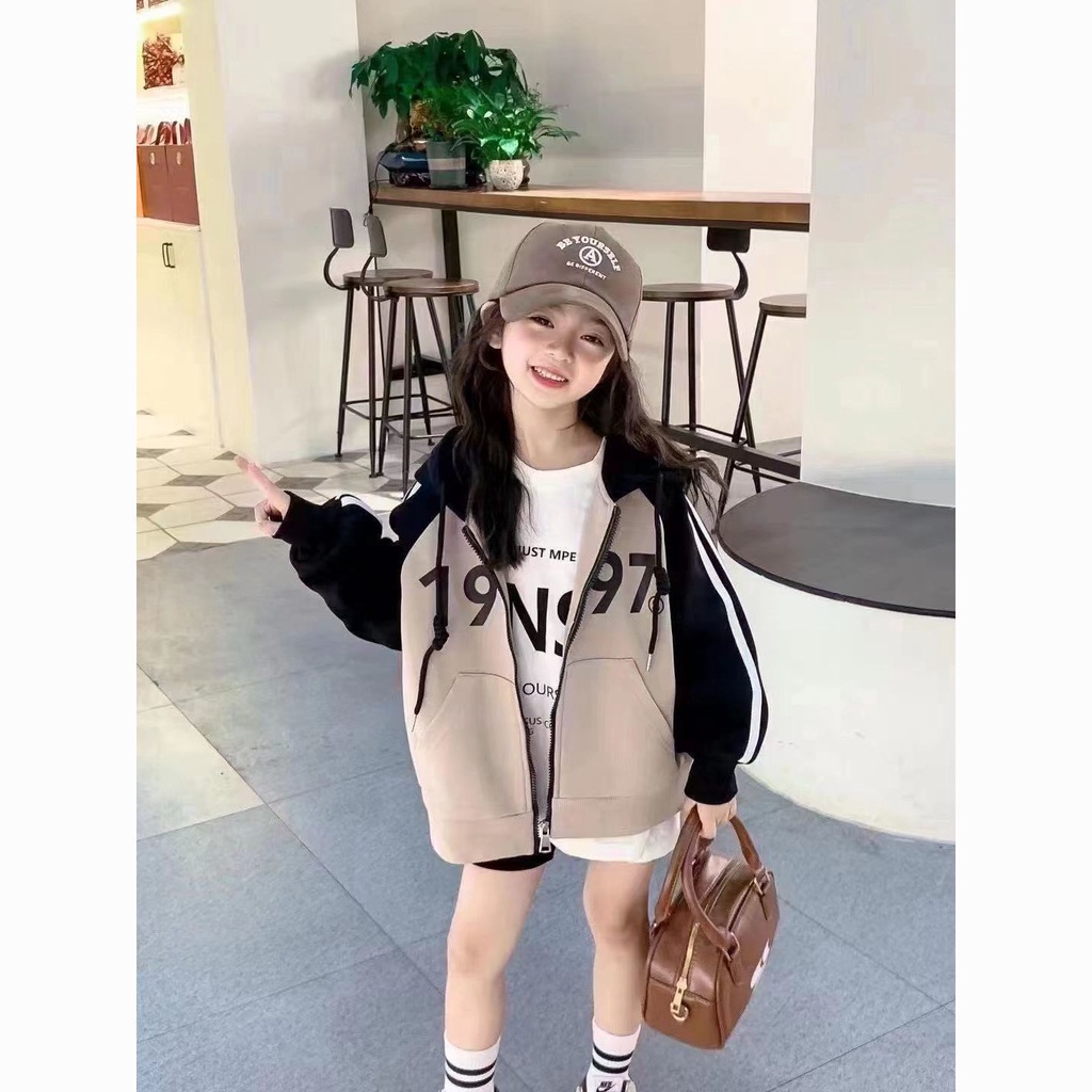 Áo Khoác hoodie Hai Lớp Màu Hồng Dễ Thương Thời Trang Thu Đông 2022 Cho Bé Gái 9 Tuổi