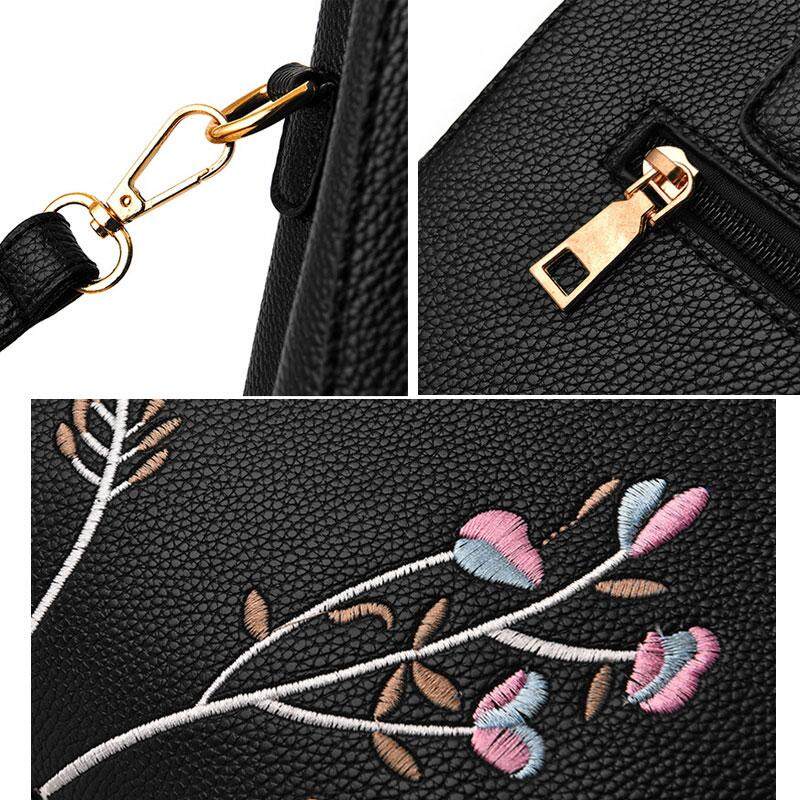 Mischa Túi Đeo Chéo Da PU Sức Chứa Lớn Thêu Họa Tiết Thời Trang Cho Nữ