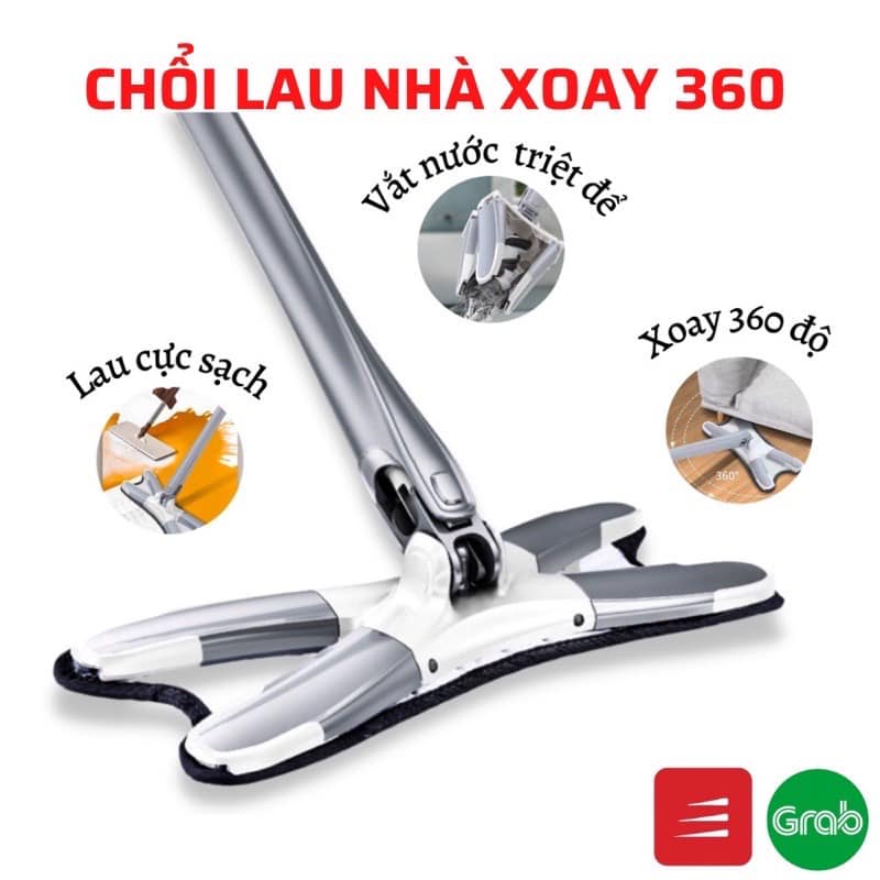 Chổi Lau Nhà Xoay 360 Chữ X Đi Kèm Sẵn 1 Miếng Lau, Lau Sàn Siêu Sạch Siêu Thấm, Vắt Sạch Dễ Dàng