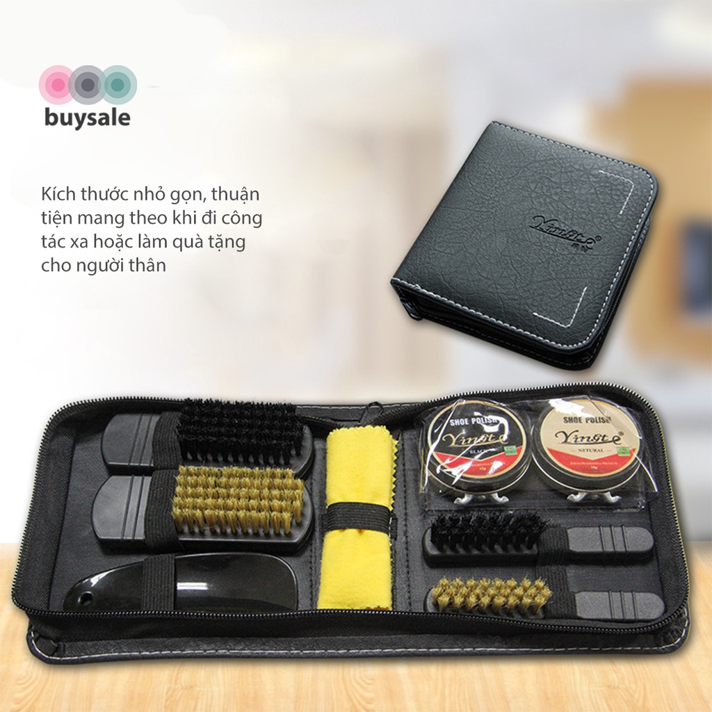 Set 8 món dụng cụ vệ sinh bảo dưỡng giày da, túi da tiện lợi nhỏ gọn - BuySales - BSPK294