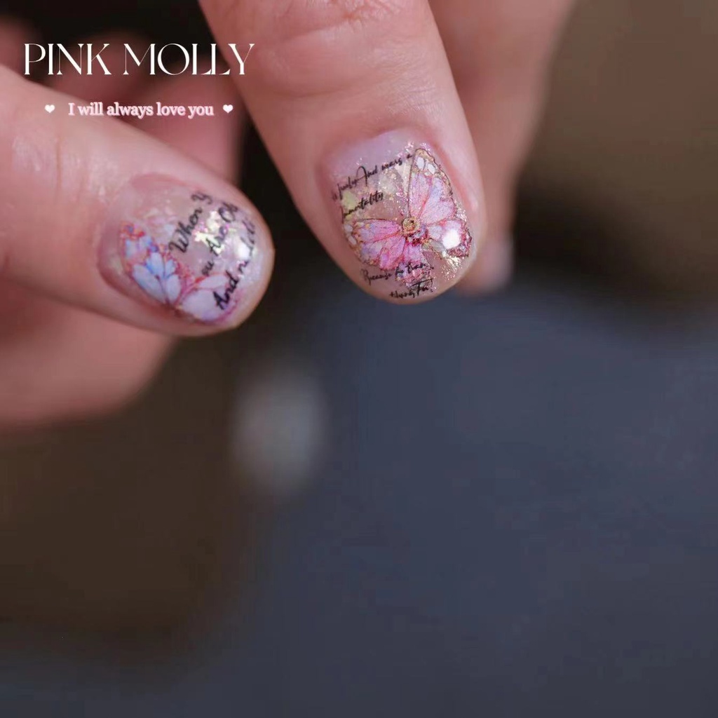 Miếng Dán Trang Trí Móng Tay Hình Bướm Hồng to2524