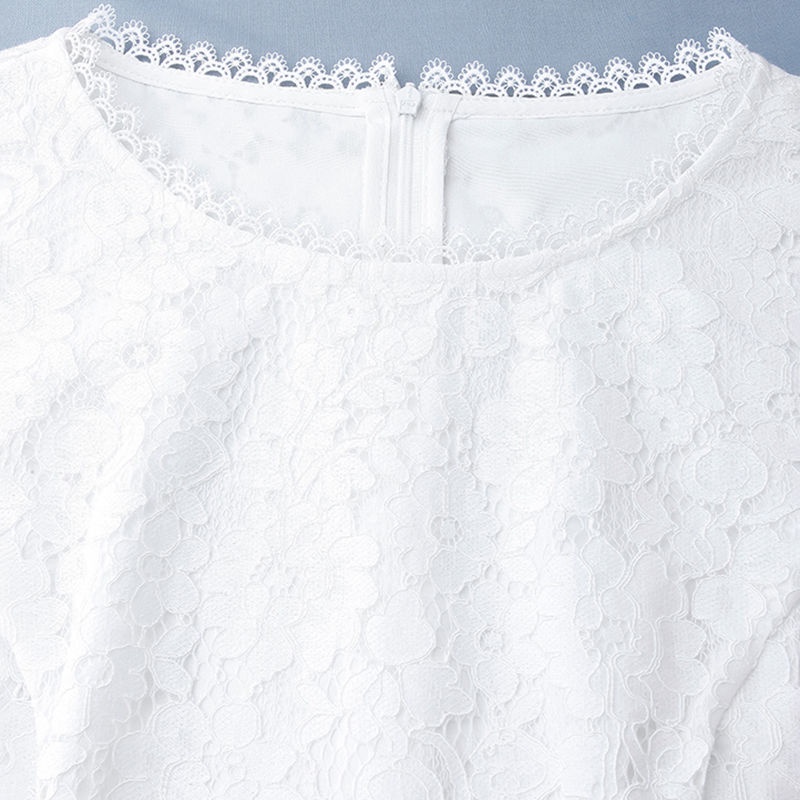 Đầm Ren Trắng Dài Vừa Sang Trọng Phong Cách Xuân Hè