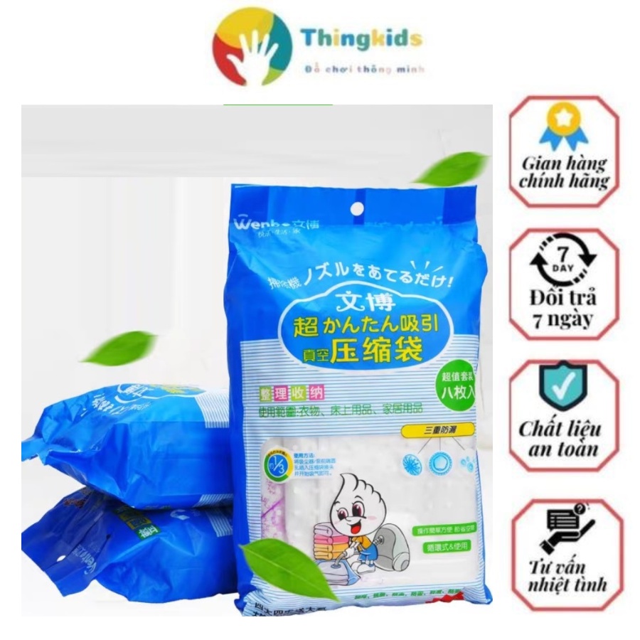 Bộ 8 Túi Hút Chân Không Đựng Quần Áo Kèm Bơm - Thingkids