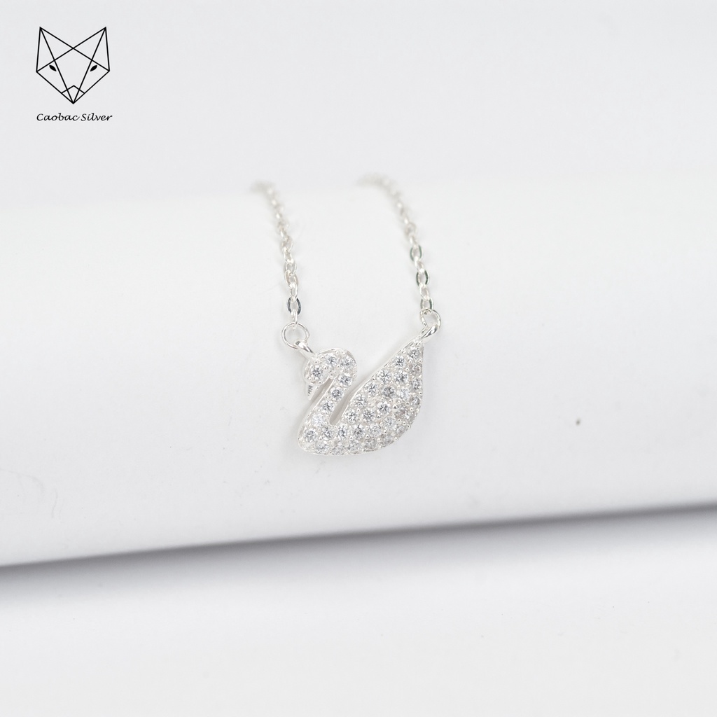 Dây Chuyền Bạc Ta Cao Cấp CaoBac Silver Thiên Nga Đính Đá Lấp Lánh Tinh Tế Nhẹ Nhàng, Thanh Lịch Món Quà Cho Bạn Gái