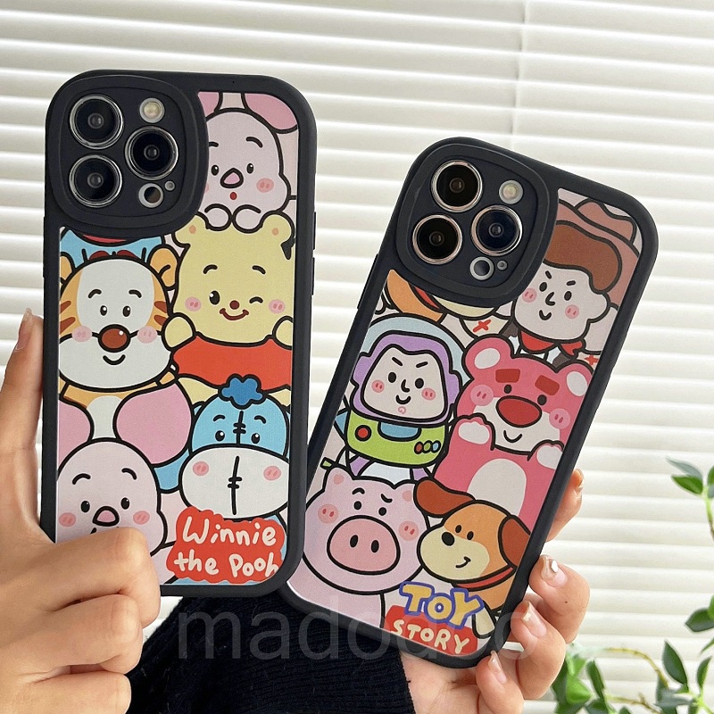 Toy Story Soft Casing For iPhone 14 13 12 Mini 11 Pro Xs max 6 6S 7 8 Plus X XR 11promax 12promax 13promax 6+ 7+ 8+ Cute Bear Losto Cartoon Buzzer Lightyear Silicone anti fall Black Full Lens protection Soft Phone Case Back Cover XPN 21