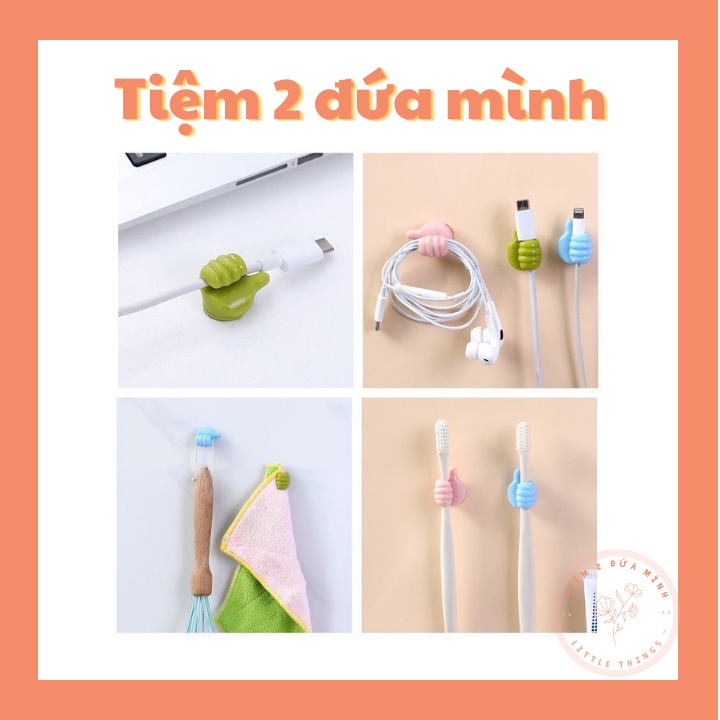 Móc Dán Tường Treo Đồ, Kẹp Giữ Cáp Sạc, Tai Nghe Hình Bàn Tay