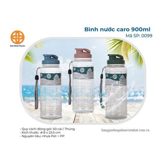 Bình nước thể thao caro cao cấp 550ml Việt Nhật. Bình đựng nước thể thao có quai dù treo.