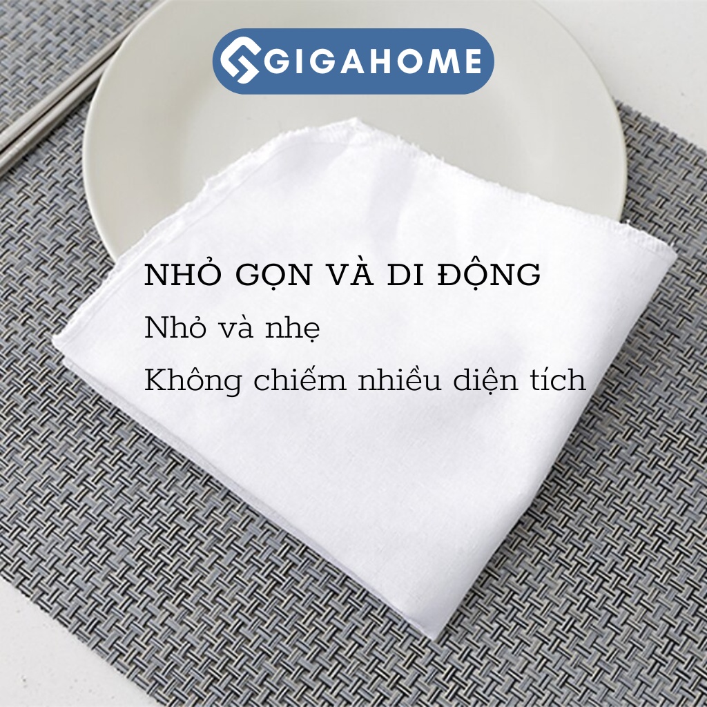 Khăn Vải Cotton Hấp Bánh Bao, Màn Thầu 32cm GIGAHOME Lau Chùi Kính Tiện Dụng 11090