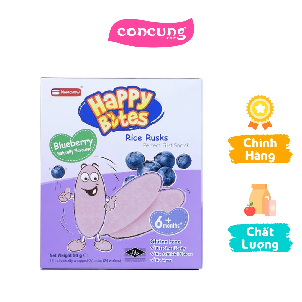 Bánh Gạo Ăn Dặm Cho Trẻ Em Happy Bites Việt Quất 50g